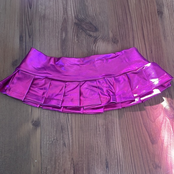 Metallic Pink Pleated Micro Mini Skirt Small - Picture 4 of 4